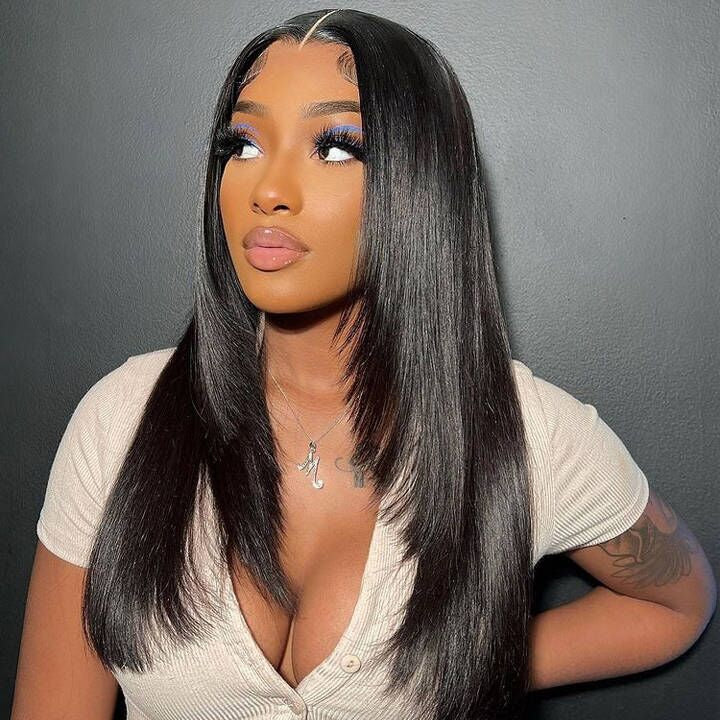 glueless wig, hd 5x5 straight, bri side