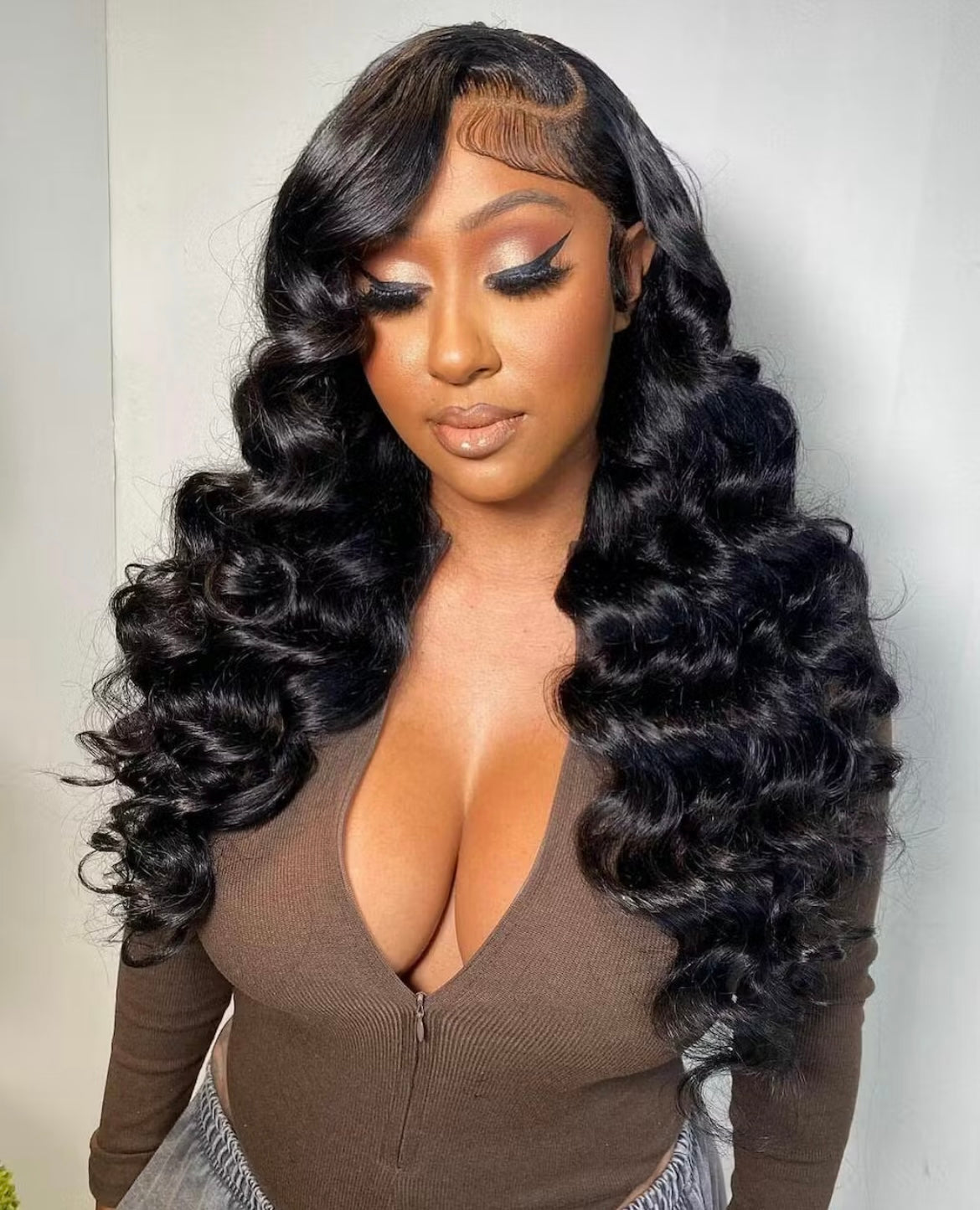 glueless wig, hd 5x5 body wave plain Jane front